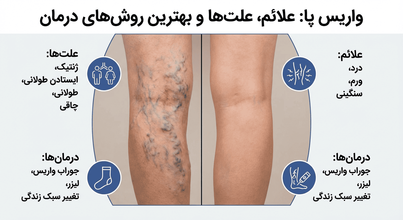 واریس پا چیست؟ علائم، علت‌ها و بهترین روش‌های درمان