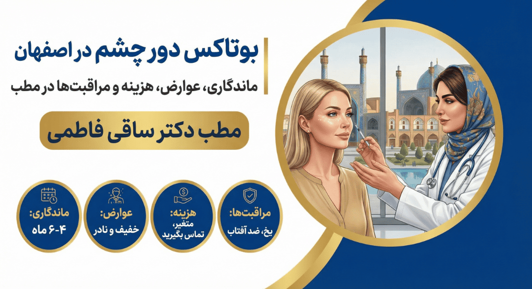 بوتاکس دور چشم در اصفهان | ماندگاری، عوارض، هزینه و مراقبتها در مطب دکتر ساقی فاطمی