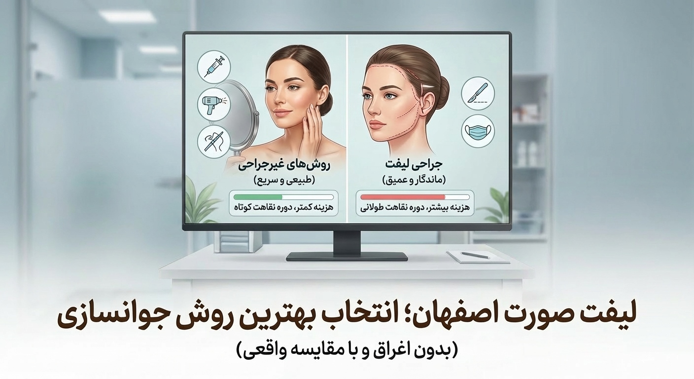 لیفت صورت اصفهان؛ راهنمای کامل انتخاب بهترین روش جوانسازی (بدون اغراق و با مقایسه واقعی)