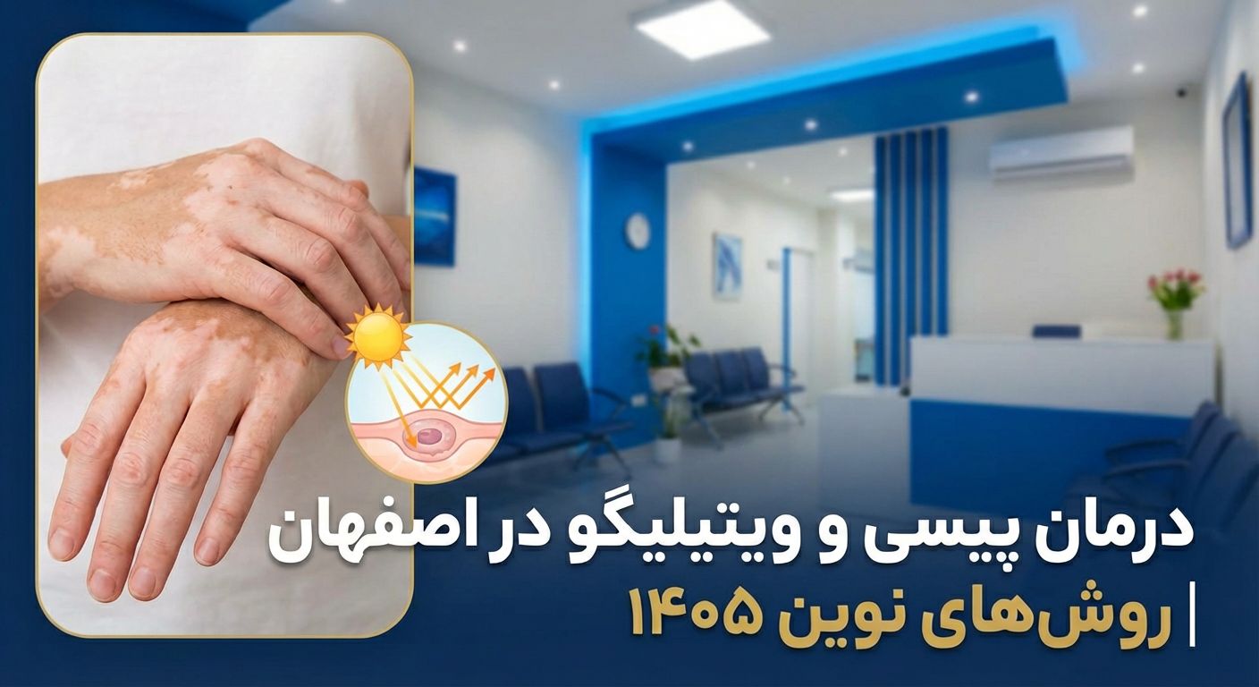 درمان پیسی و ویتیلیگو در اصفهان با جدیدترین روش‌های ۱۴۰۵ شامل فتوتراپی، لیزر اگزایمر و پیوند ملانوسیت در کلینیک دکتر ساقی فاطمی. مشاوره رایگان و نوبت‌دهی آنلاین.