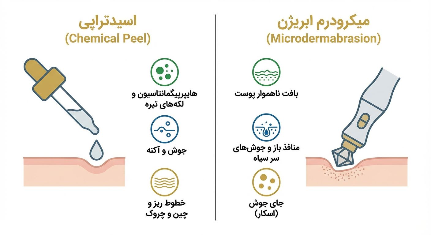 مشکلات پوستی قابل درمان با اسیدتراپی و میکرودم ابریژن